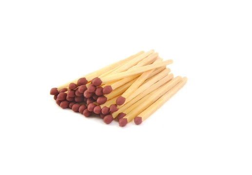 Bunch of matchsticks on white background