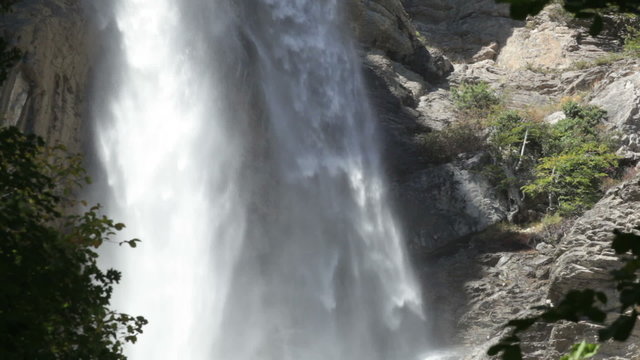 Powerful water flow in Uchan-su falls
