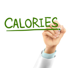 doctor writing calories word