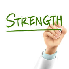 doctor writing strength word