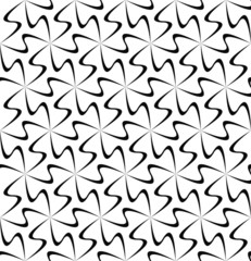 Seamless monochrome hexagonal curved line pattern