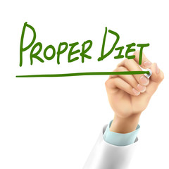 doctor writing proper diet words