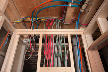 Obraz premium 住宅建設 室内の電気配線