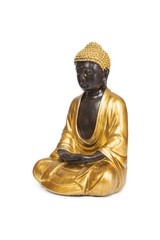 Gold Buddha statue isolated over white with clipping path.