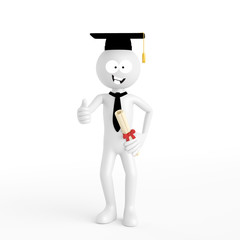 3D Mensch bei Graduation an der Hochschule