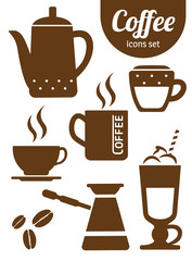 Coffee Icons with White Background
