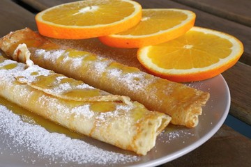pancakes with oranges