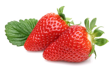 Two Strawberry and leaf