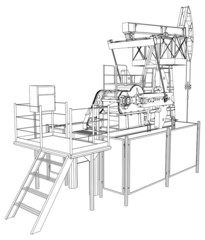 Oil pump jack. Vector rendering of 3d