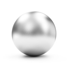 Shiny Big Silver Sphere or Button isolated on white background - 80016185
