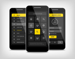 mobile phones ui yellow buttons