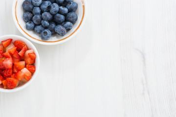 fresh berries - blueberries and sliced strawberries