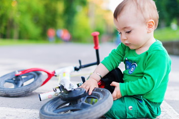 repairing his first bike