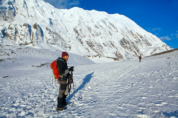 Hiking photographer taking pictures