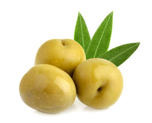 Green olives isolated