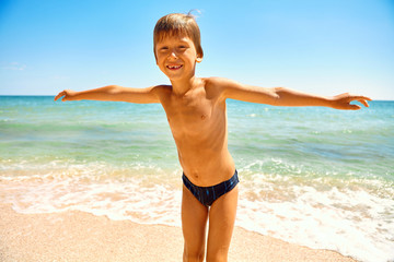 boy looks into the camera