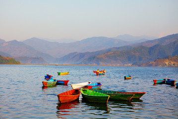Fototapeta premium landscape with lake and mountains
