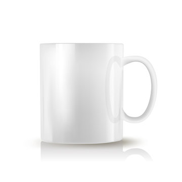 white realistic cup on white background