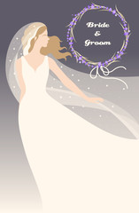 Illustration of bride and wreath made of lavender