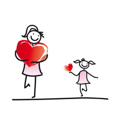 Muttertag - Frau und Mädchen mit Herzen