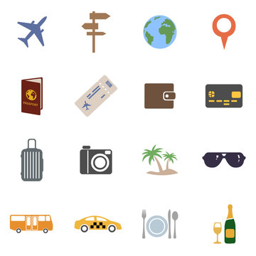 Vector Set of Travel and Vacation Icons.