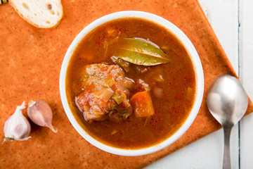 Beef stew with vegetables. Goulash soup.
