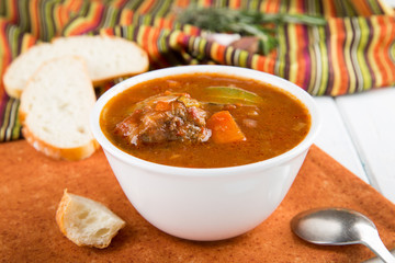 Beef stew with vegetables. Goulash soup.