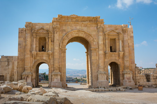 The commemorative Arch of Hadrian in the ancient city of Jersah