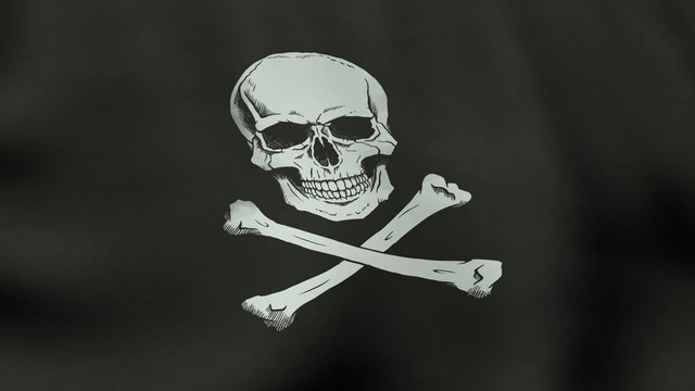 4K UltraHD Loopable waving Jolly Roger pirate flag animation