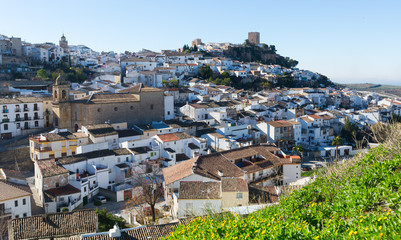 Obraz premium Andalusian town with church and castle. Martos