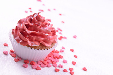 Delicious cupcake on table close-up