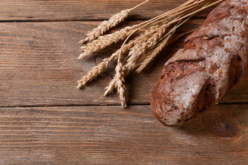 Tasty bread on table close-up