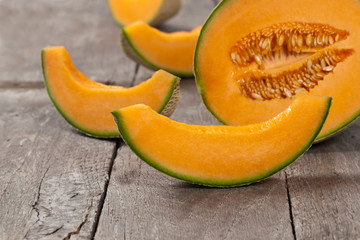 Cantaloupe Melon. Selective focus.