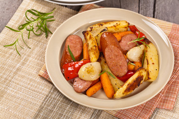 Sausage Dinner. Selective focus.