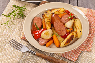 Sausage Dinner. Selective focus.