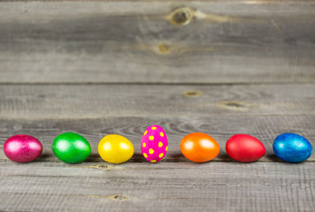 Easter eggs on wooden background