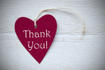 Red Heart Label With Thank You