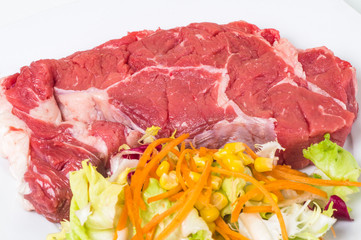 Raw veal and salad