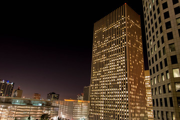 Downtown Houston buildings at night