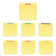 Sticky sticker on each day of the week vector illustration