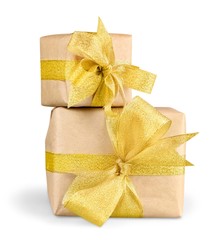 Gift. Golden Christmas Gift Box
