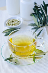 Olive leaf herbal tea  and olive leaf extract capsules . Dietary