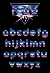 Shiny gradient retro 80s alphabet vector letters