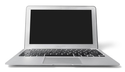 Book. Laptop with white screen