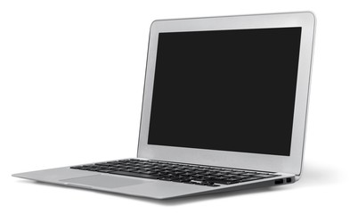 Imac. silver laptop on a white background isolated