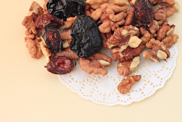 walnuts, hips, dried fruits