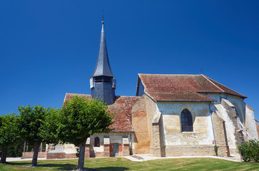 Fototapeta na wymiar Medieval parish church in Champagne, France.