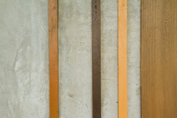 Wood on a concrete wall.