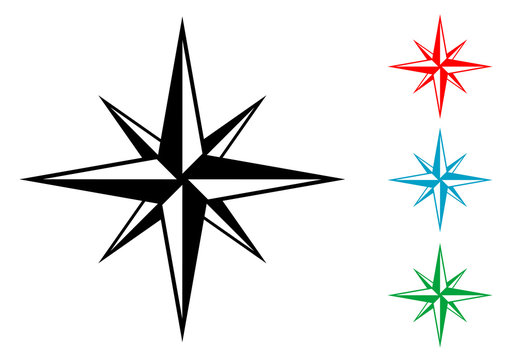 Pictograma rosa de los vientos en varios colores