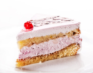 tasty vanilla slice of cake closeup
